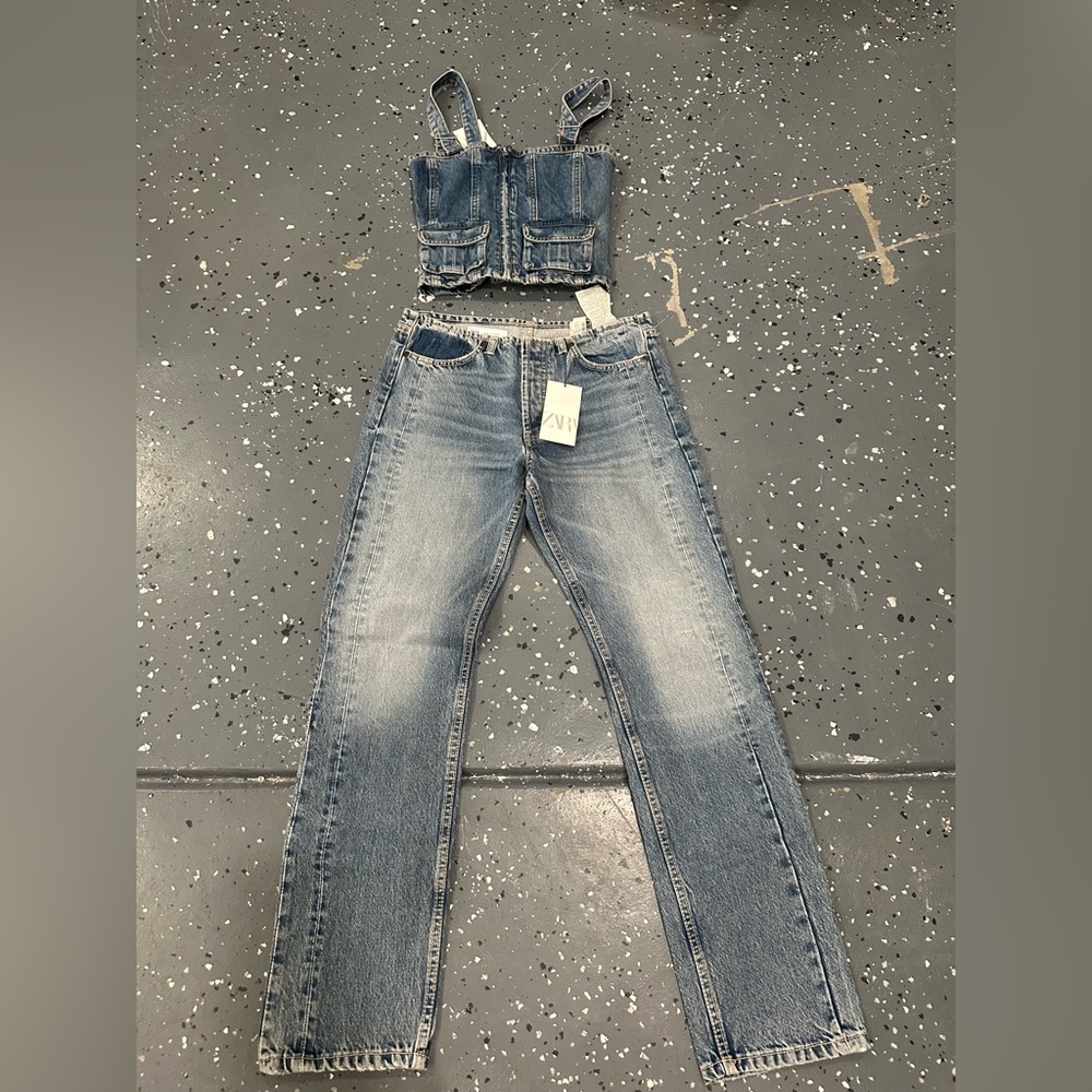Zara Women's Blue Denim Pantsuit